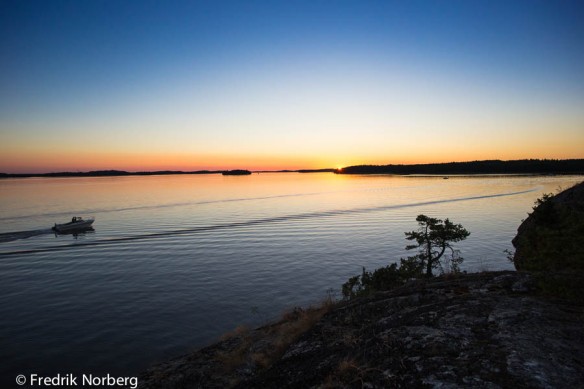 Sunset over lake Mälaren in mid Sweden